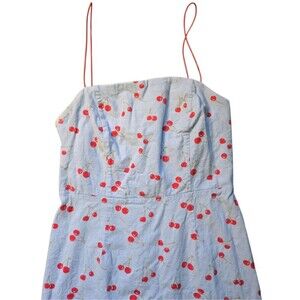 Urban Outfitters Colette Cherry Print Stretch Linen Mini Dress - 6
